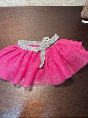 American Girl Hot Pink Tulle Skirt with Silver Glitter Trim